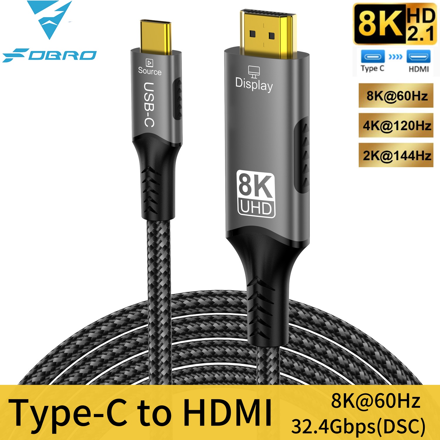 Gaming Speaker 2.1 - Câble 8K Type C vers HDMI