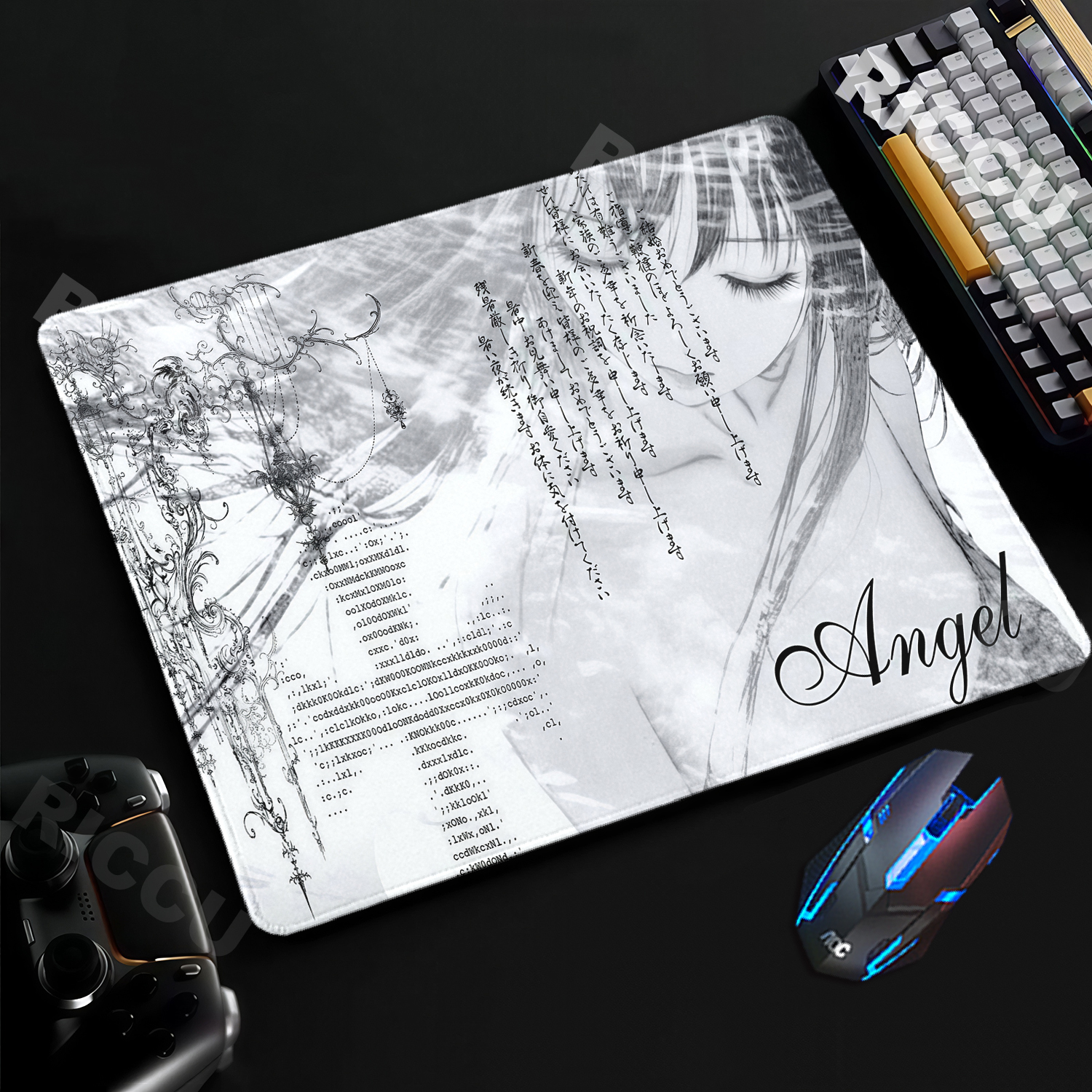 Esports Gaming Table - Tapis de souris noir et blanc