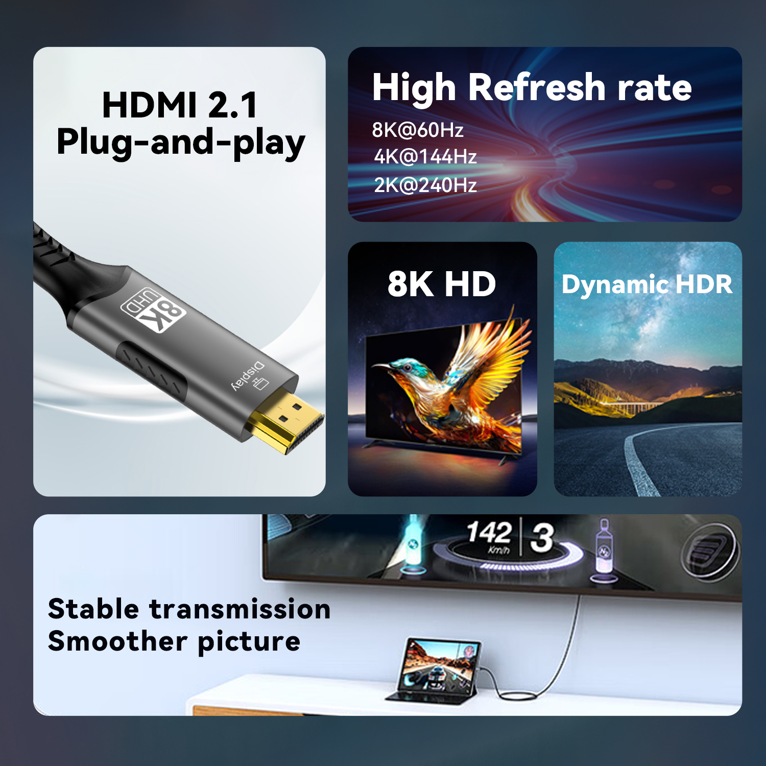 Câble 8K Type C vers HDMI 2.1  - Gaming Speaker 2.1 avis et prix